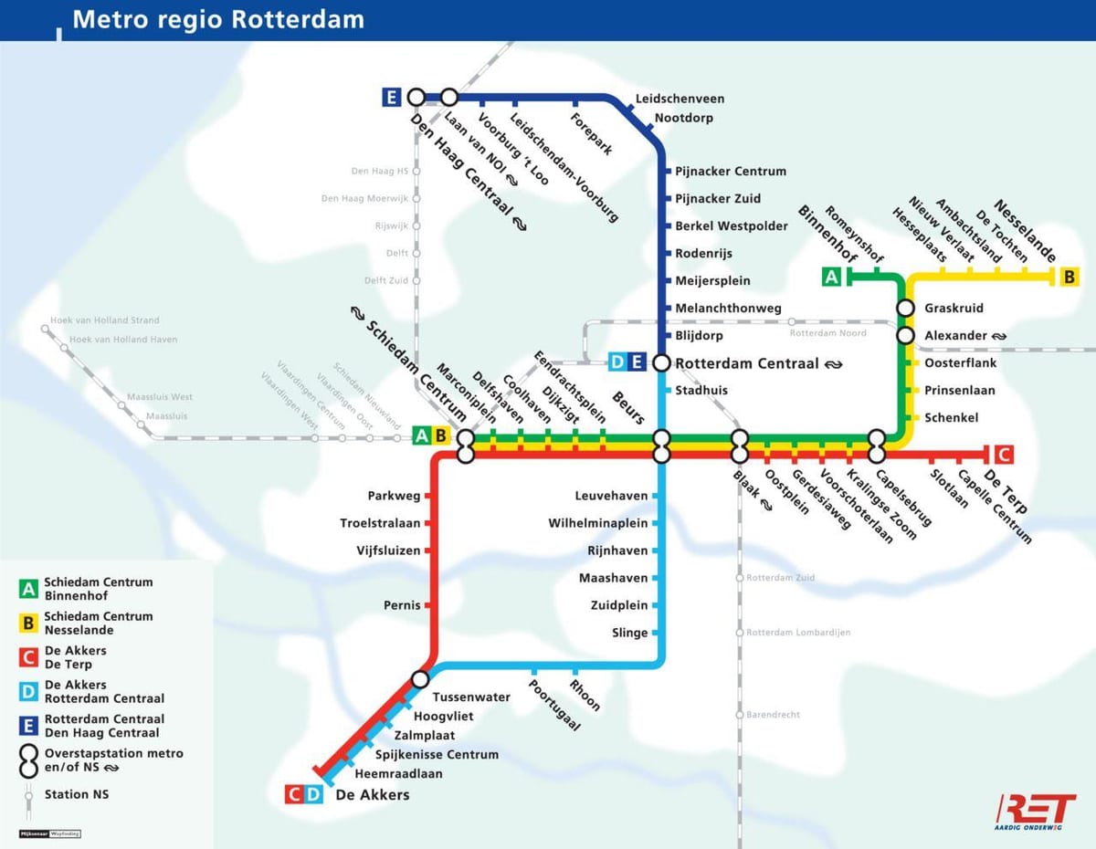 Mapa de metro Rotterdam holanda
