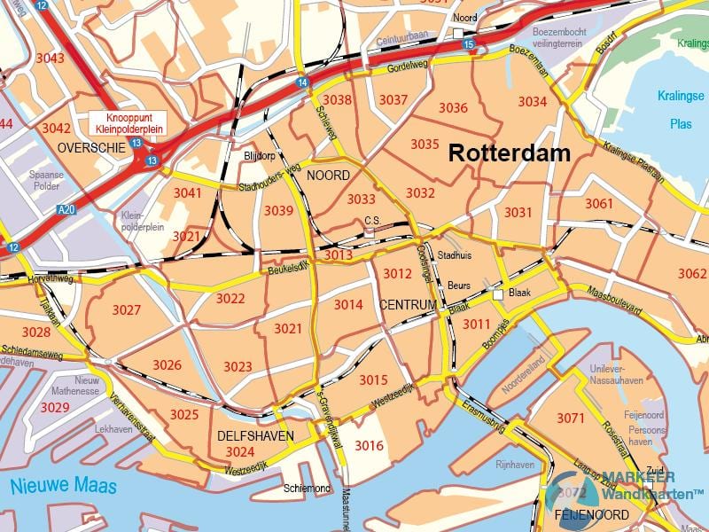 Mapa de Rotterdam código postal 
