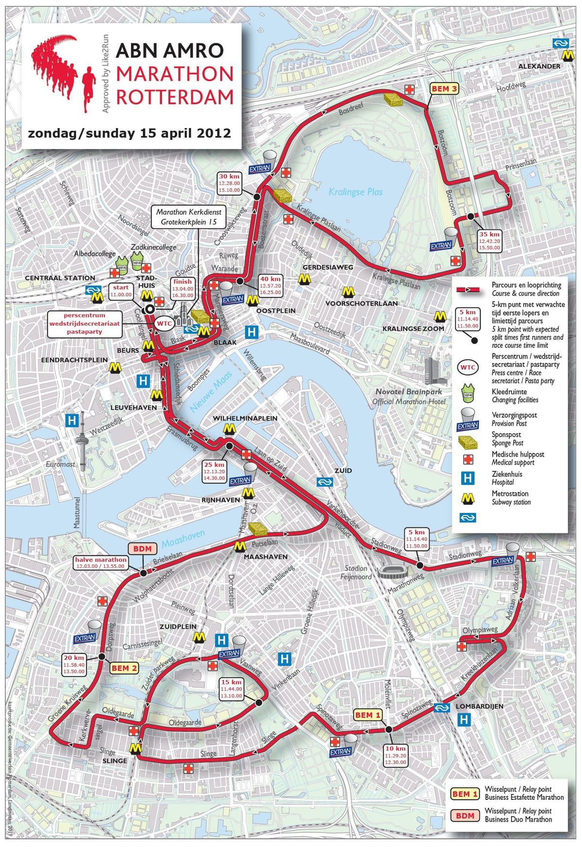 Mapa de Rotterdam maratón 