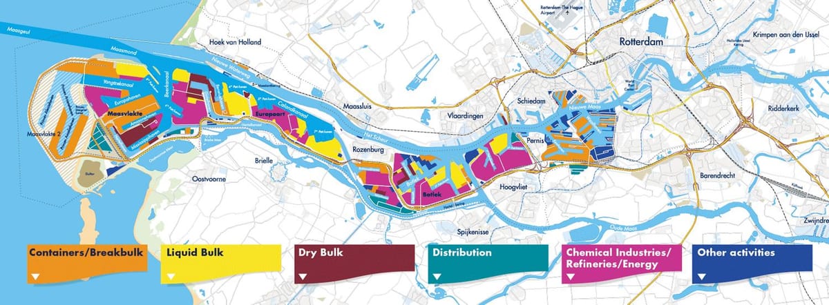 Mapa de Rotterdam porto 