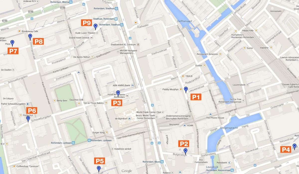 Mapa de Rotterdam zonas de aparcamento 