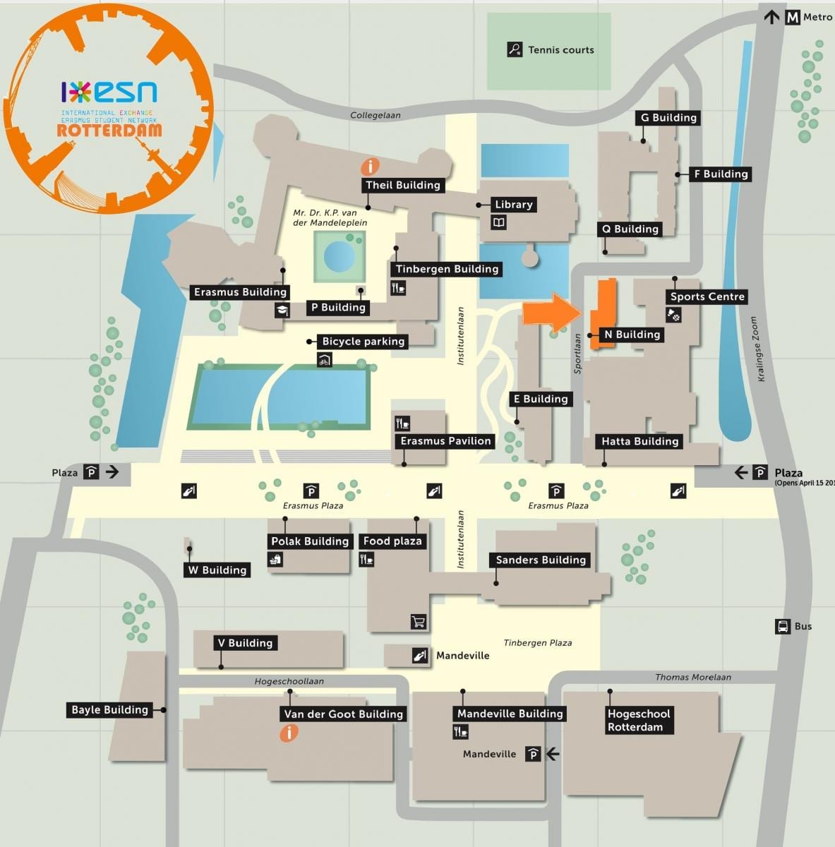 Mapa da universidade erasmo de Rotterdam 