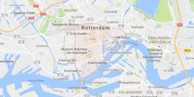 Mapa de aparcar e andar en Róterdam 