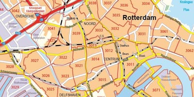 Mapa de Rotterdam código postal 